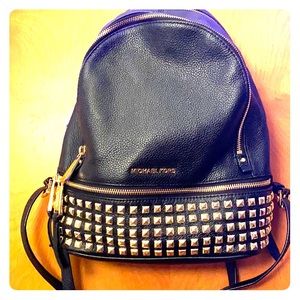 Michael Kors Black Gold Studded Leather Backpack